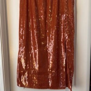 J. Crew Copper Sequin Pencil Skirt